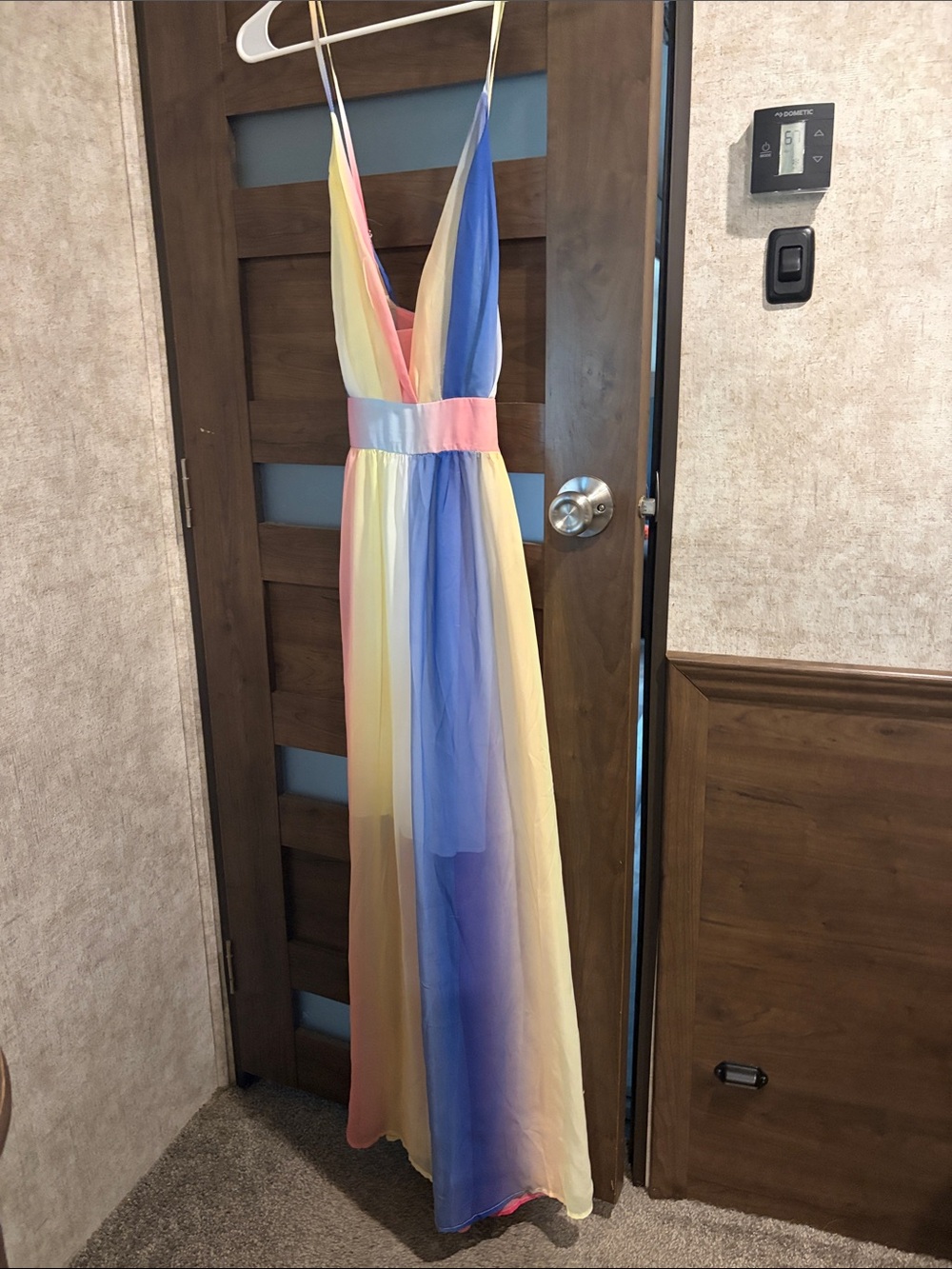Cupshe Pastel Multi-Color Gradient V-Neck Maxi Dress